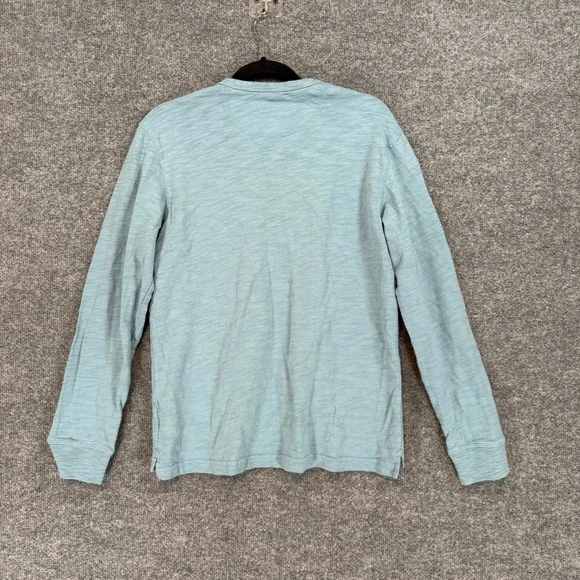 Untuckit Henley Shirt Mens Small Blue Slub Cotton Long Sleeve Tshirt Casual - Picture 6 of 7